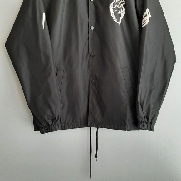 The Weeknd 2017 Tour XO Heart Logo Coach Windbreaker Jacket Shell B&W Sz S - Picture 8 of 16